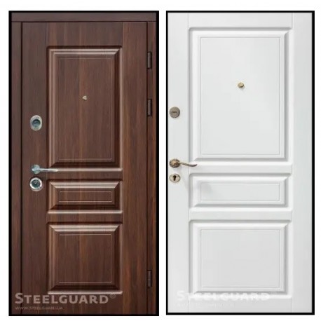 Входные двери Steelguard TermoScreen (Темный орех/белый мат, 117)